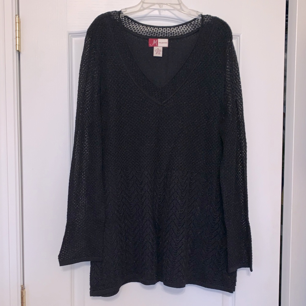 JM Collection Long-Sleeved Fully-Lined Mesh Shirt